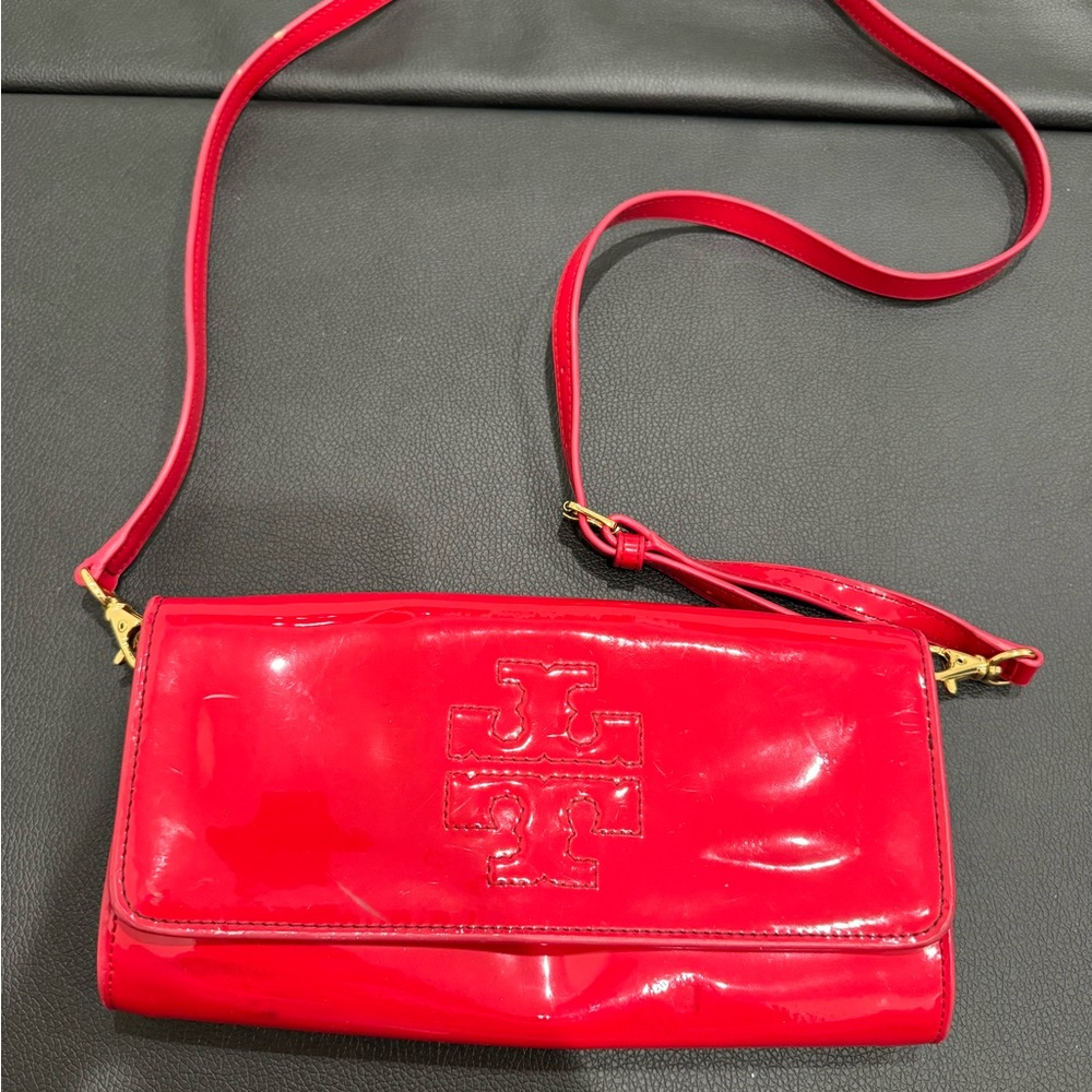 Tory Burch Glossy Red Crossbody Bag